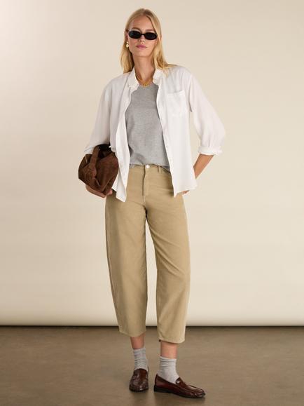 Baukjen Shannon Barrel Leg Corduroy Trousers, Sand, Sand