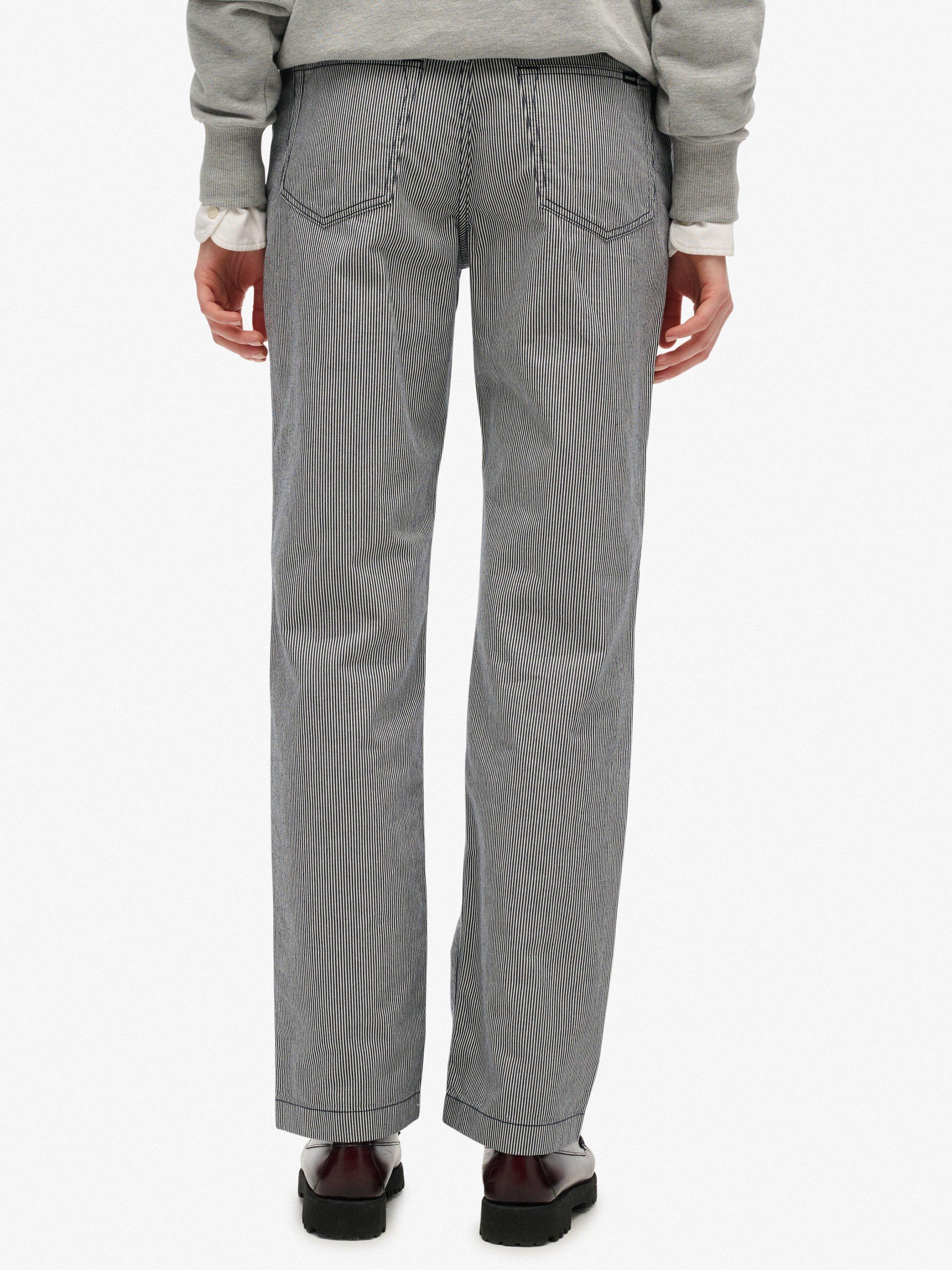 Product image 4 of 7, which shows Superdry Mid Rise Stripe Straight Jeans, Navy/Multi, W28/L31