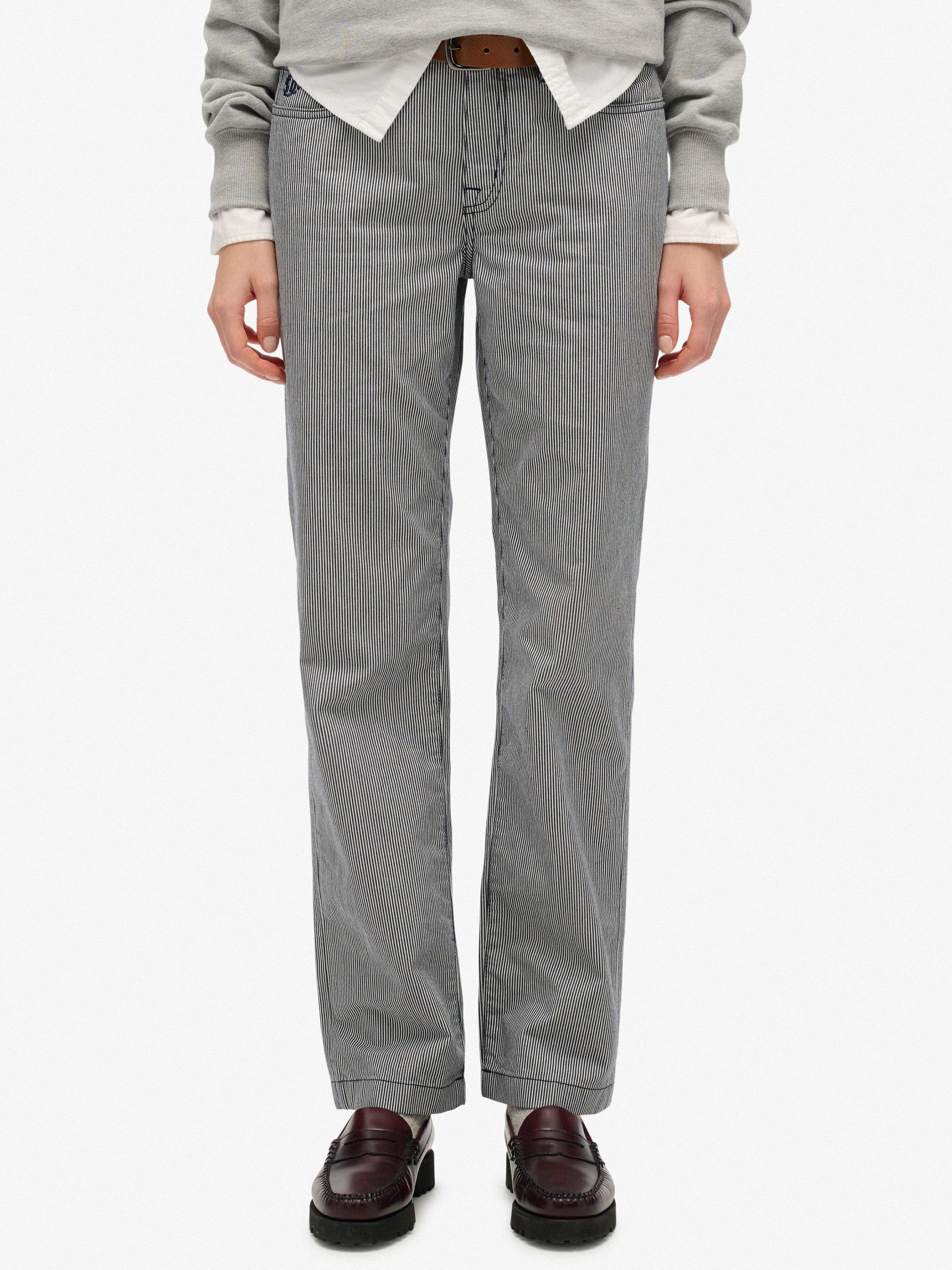 Product image 5 of 7, which shows Superdry Mid Rise Stripe Straight Jeans, Navy/Multi, W28/L31