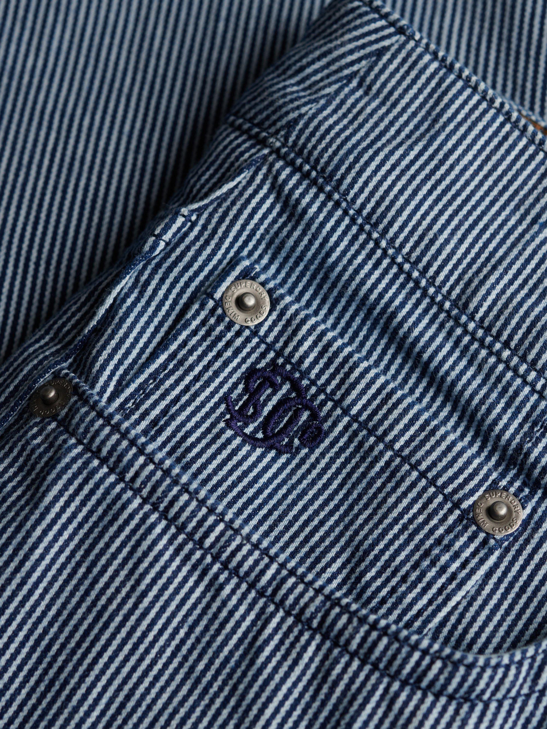 Product image 7 of 7, which shows Superdry Mid Rise Stripe Straight Jeans, Navy/Multi, W28/L31