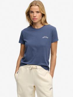 Superdry Cotton Slim Fit Short Sleeve Logo T-Shirt, Navy, Navy