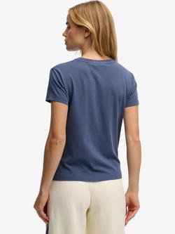 Superdry Cotton Slim Fit Short Sleeve Logo T-Shirt, Navy - view 2, Navy