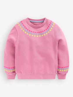 Mini Boden Kids' Embroidered Sweatshirt, Pink Haze, Pink Haze