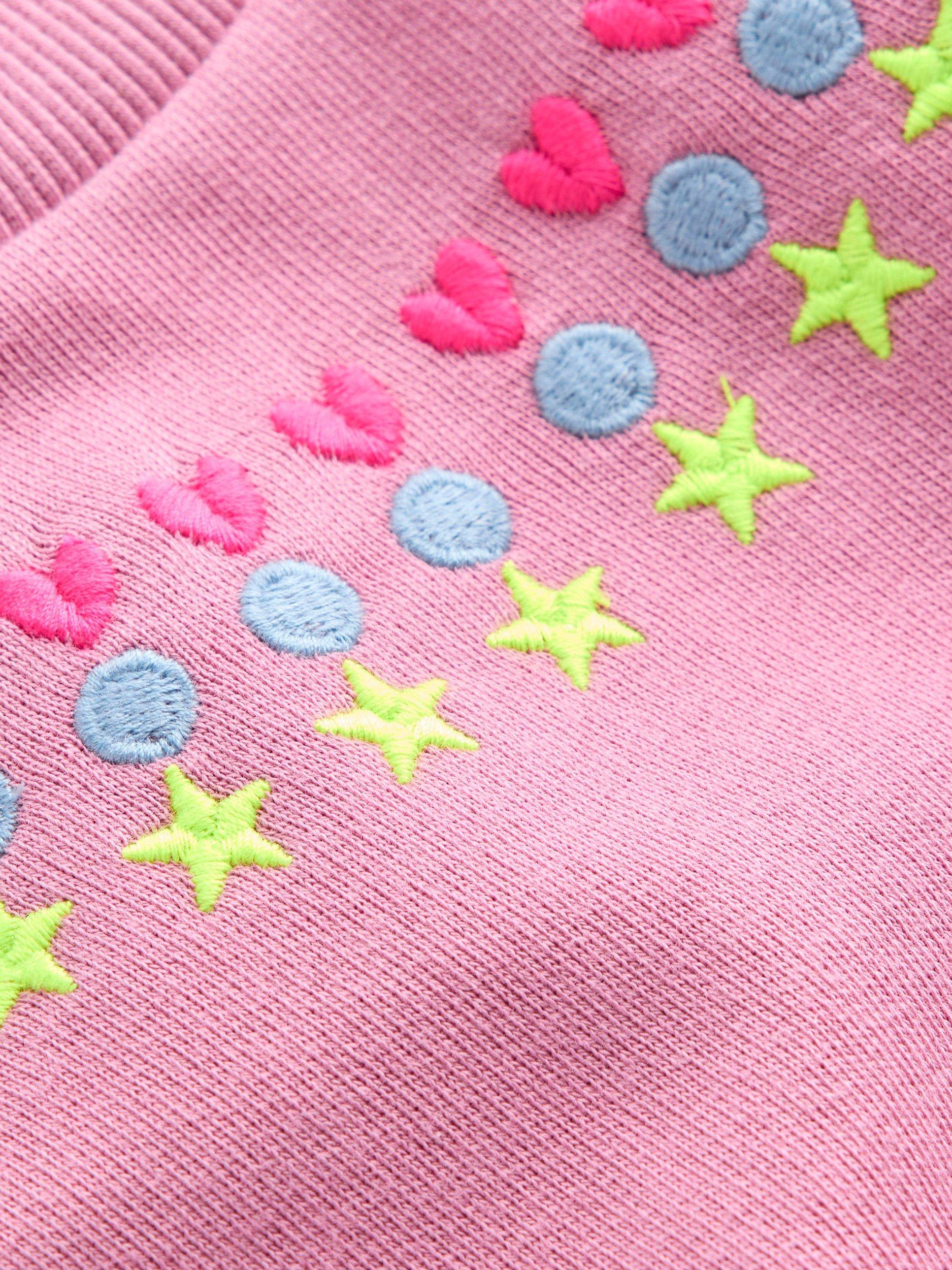 Product image 3 of 3, which shows Mini Boden Kids' Embroidered Sweatshirt, Pink Haze, 2-3 years