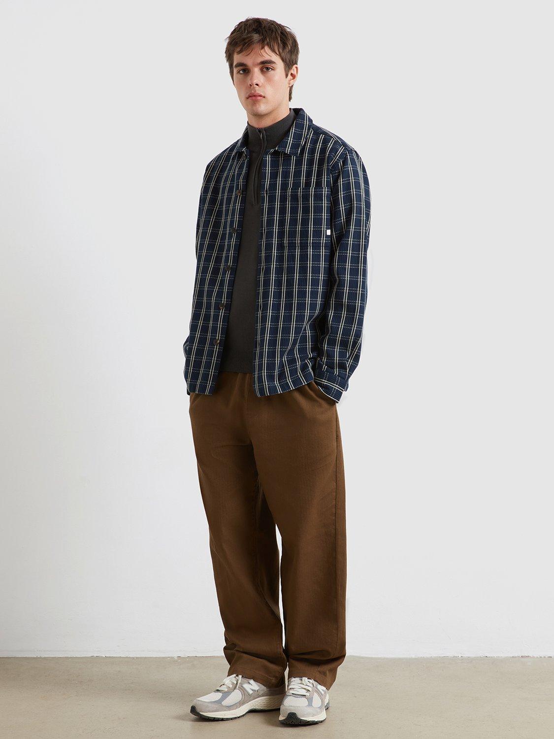 Product image 5 of 5, which shows Farah Wallasey Check Cotton Overshirt, True Navy/Multi, L