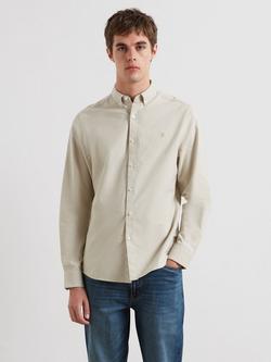 Farah Brewer Button Collar Oxford Cotton Shirt, White Smoke, White Smoke