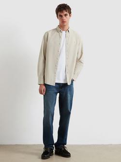 Farah Brewer Button Collar Oxford Cotton Shirt, White Smoke - view 2, White Smoke