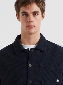 Farah Castlefield Waffle Cotton Overshirt, True Navy - view 2, True Navy