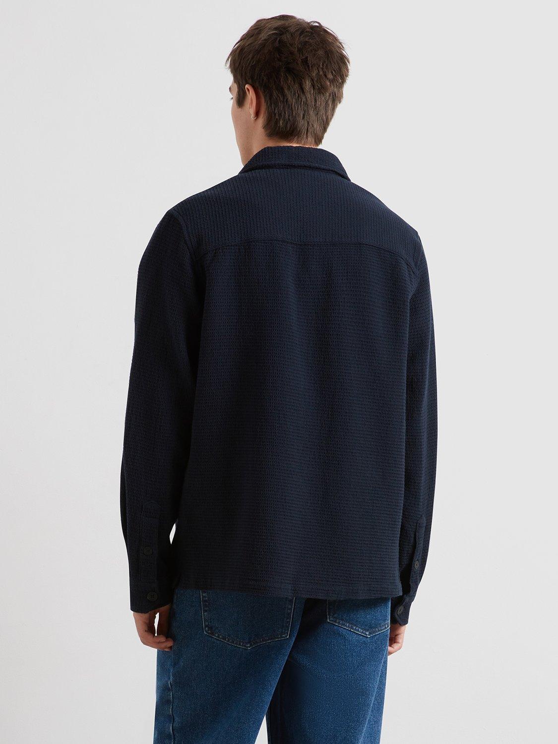 Product image 3 of 5, which shows Farah Castlefield Waffle Cotton Overshirt, True Navy, L