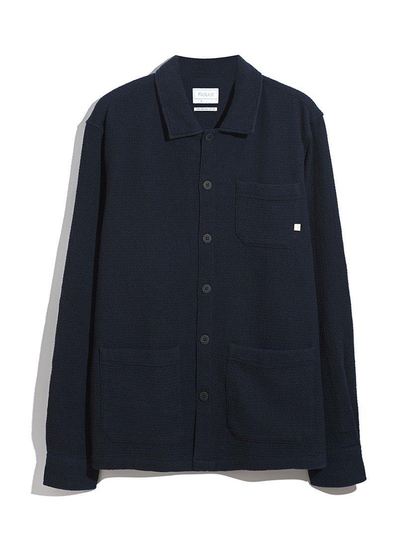 Product image 4 of 5, which shows Farah Castlefield Waffle Cotton Overshirt, True Navy, L