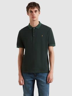 Farah Sefton Short Sleeve Jacquard Cotton Polo Shirt, Poplar Green, Poplar Green