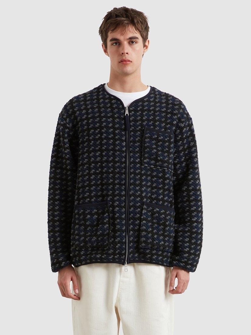 Product image 1 of 5, which shows Farah Danby Print Zip-Through Sweatshirt, True Navy, L