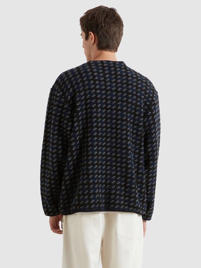 Product image 2 of 5, which shows Farah Danby Print Zip-Through Sweatshirt, True Navy, L