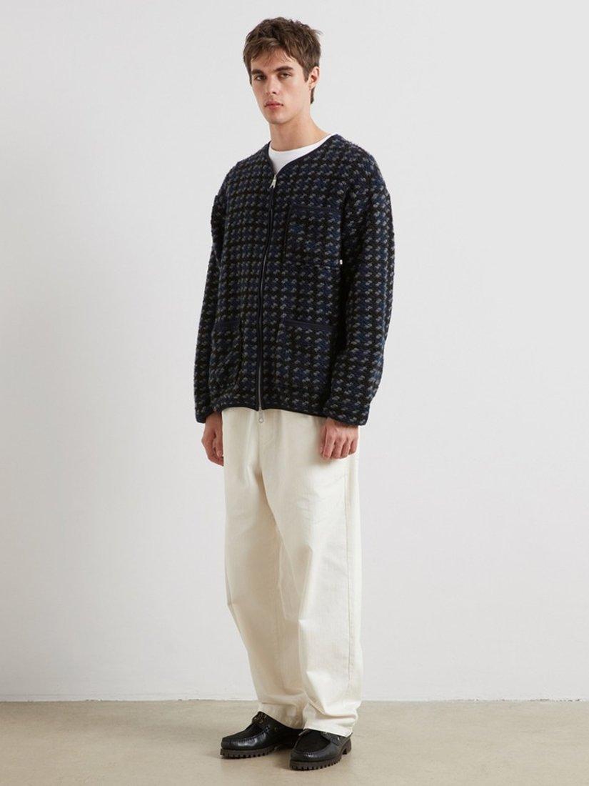 Product image 3 of 5, which shows Farah Danby Print Zip-Through Sweatshirt, True Navy, L