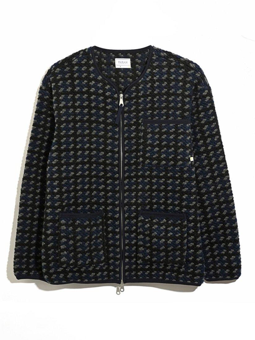 Product image 4 of 5, which shows Farah Danby Print Zip-Through Sweatshirt, True Navy, L