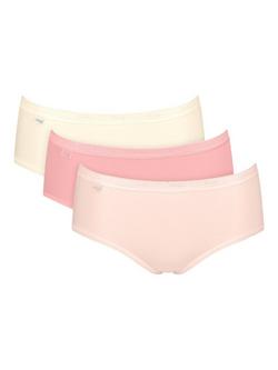 sloggi Basic+ Midi Knickers, Pack of 3, Pink/Yellow