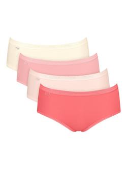 sloggi Basic + Midi Briefs, Pack of 4, Red/Pink/Cream/Yellow