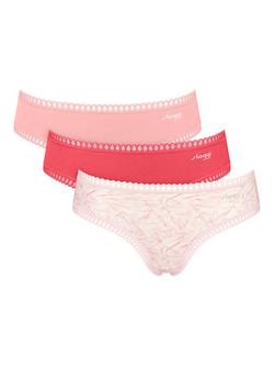sloggi GO Crush Hipster Knickers, Pack of 3, Red/Multi
