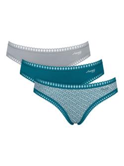 sloggi GO Crush Mini Knickers, Pack of 3, Teal/Multi