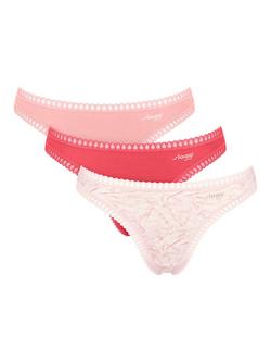 sloggi GO Crush Thong, Pack of 3, Red/Multi
