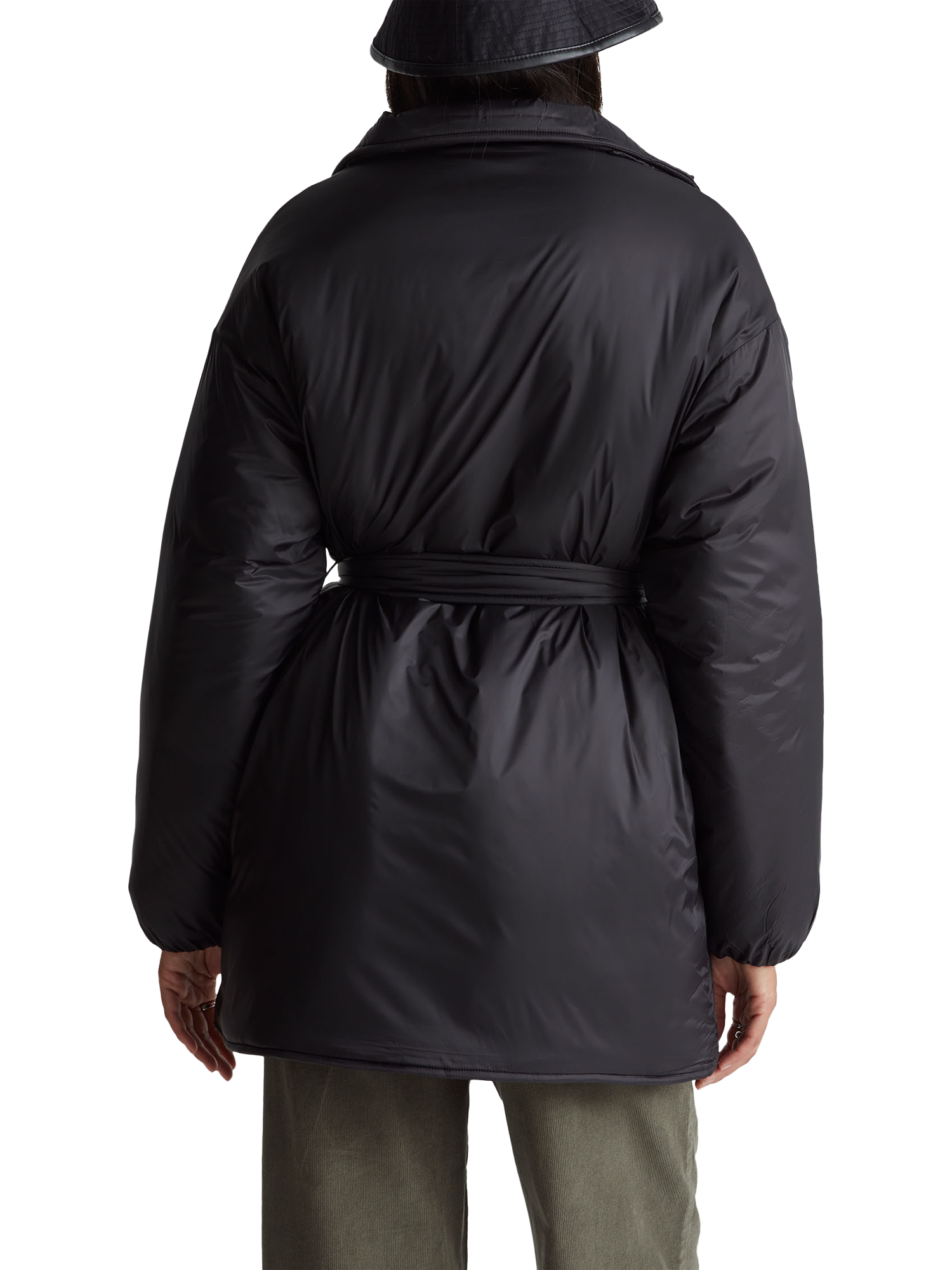 Product image 2 of 6, which shows Benetton Tie Waist Padded Jacket, Black, S