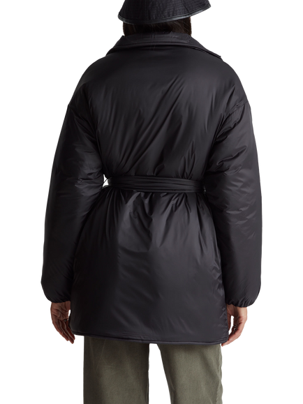 Benetton Tie Waist Padded Jacket, Black - view 2, Black