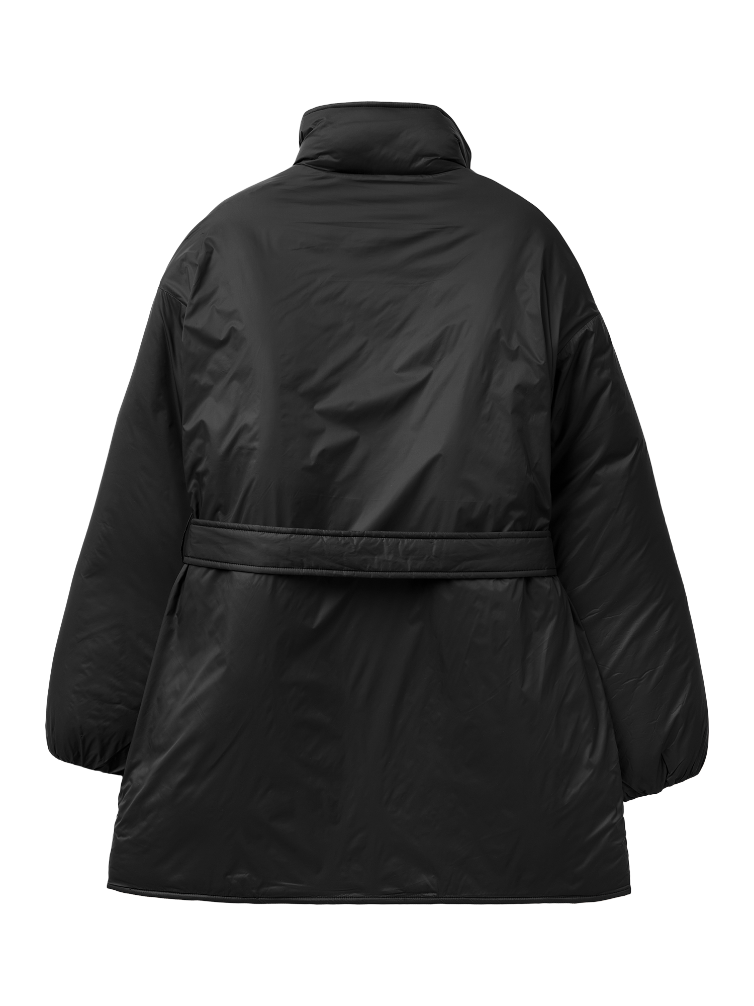 Product image 5 of 6, which shows Benetton Tie Waist Padded Jacket, Black, S