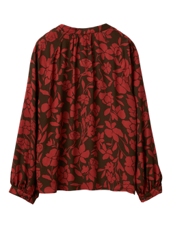 Benetton V-Neck Floral Long Sleeve Top, Red/Black - view 2, Red/Black