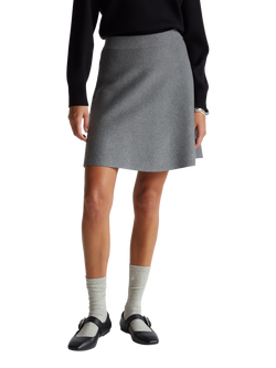 Benetton Knitted Soft Flare Mini Skirt, Grey, Grey