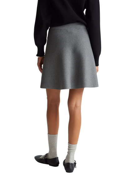 Benetton Knitted Soft Flare Mini Skirt, Grey - view 2, Grey