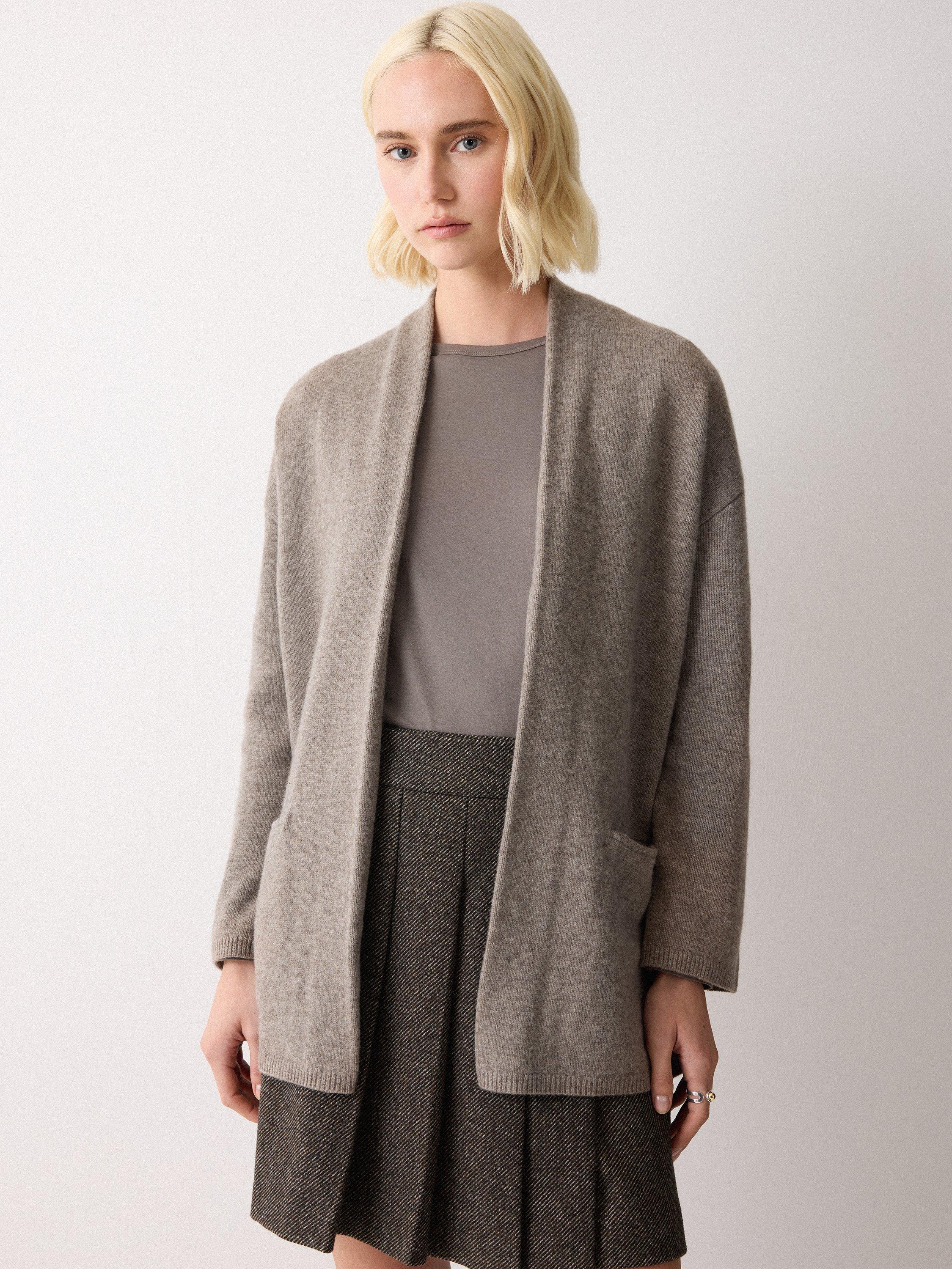Product image 1 of 5, which shows Jigsaw Relaxed Cardigan, Taupe, XS