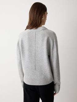 Jigsaw V-Neck Wool Rich Jumper - view 2, Light Grey