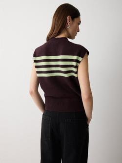 Jigsaw Stripe Wool Rich Tank Top - view 2, Dark Purple