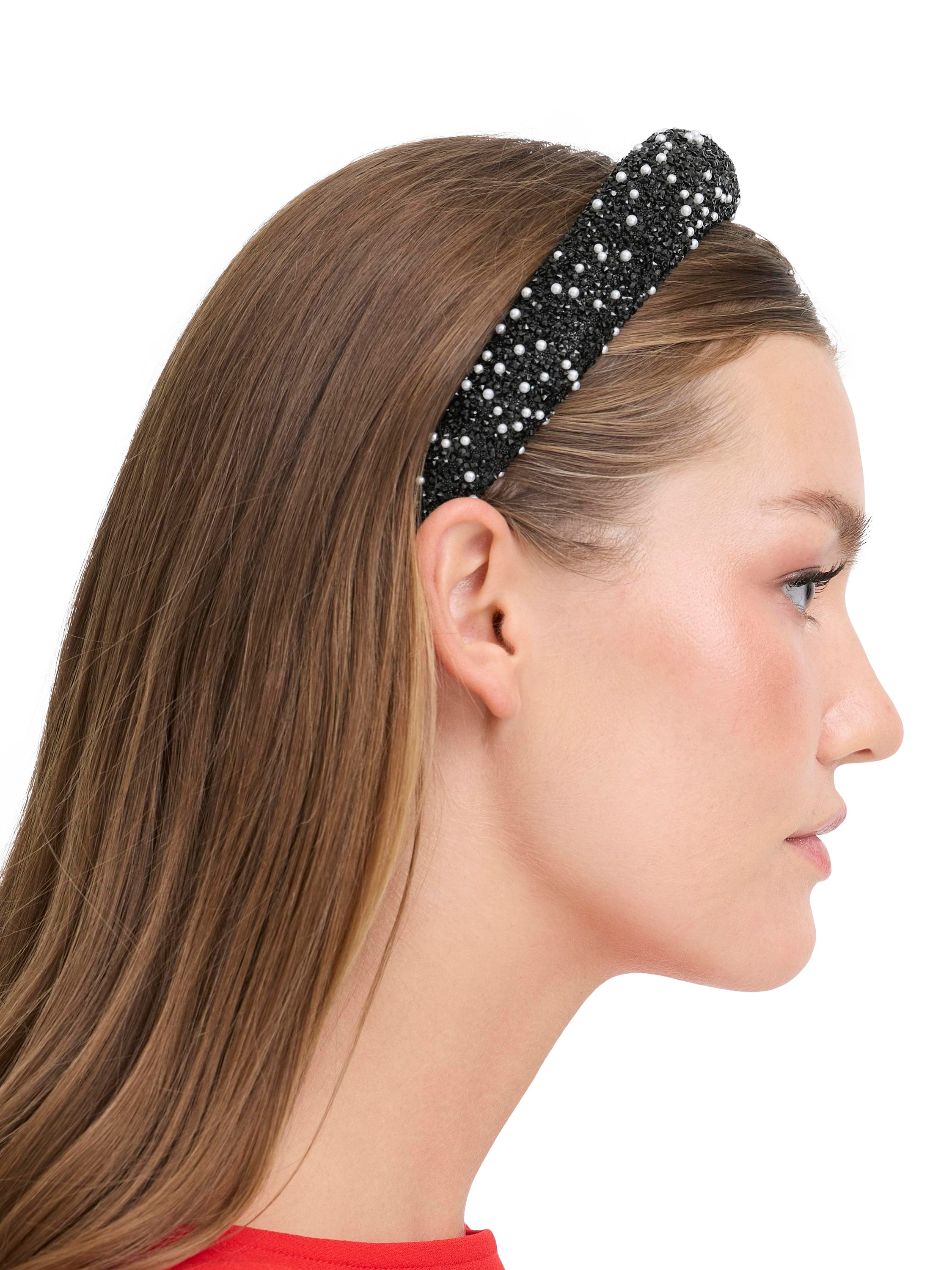 Product image 5 of 7, which shows ICHI Carly Embellished Headband, Black, One Size