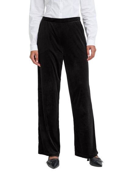 ICHI Lavanny Tailored Velvet Trousers, Black, Black