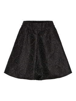 ICHI Kilua Jacquard Floral Skirt, Black, Black