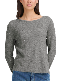 ICHI Macon Embellished Jumper, Dark Grey, Dark Grey