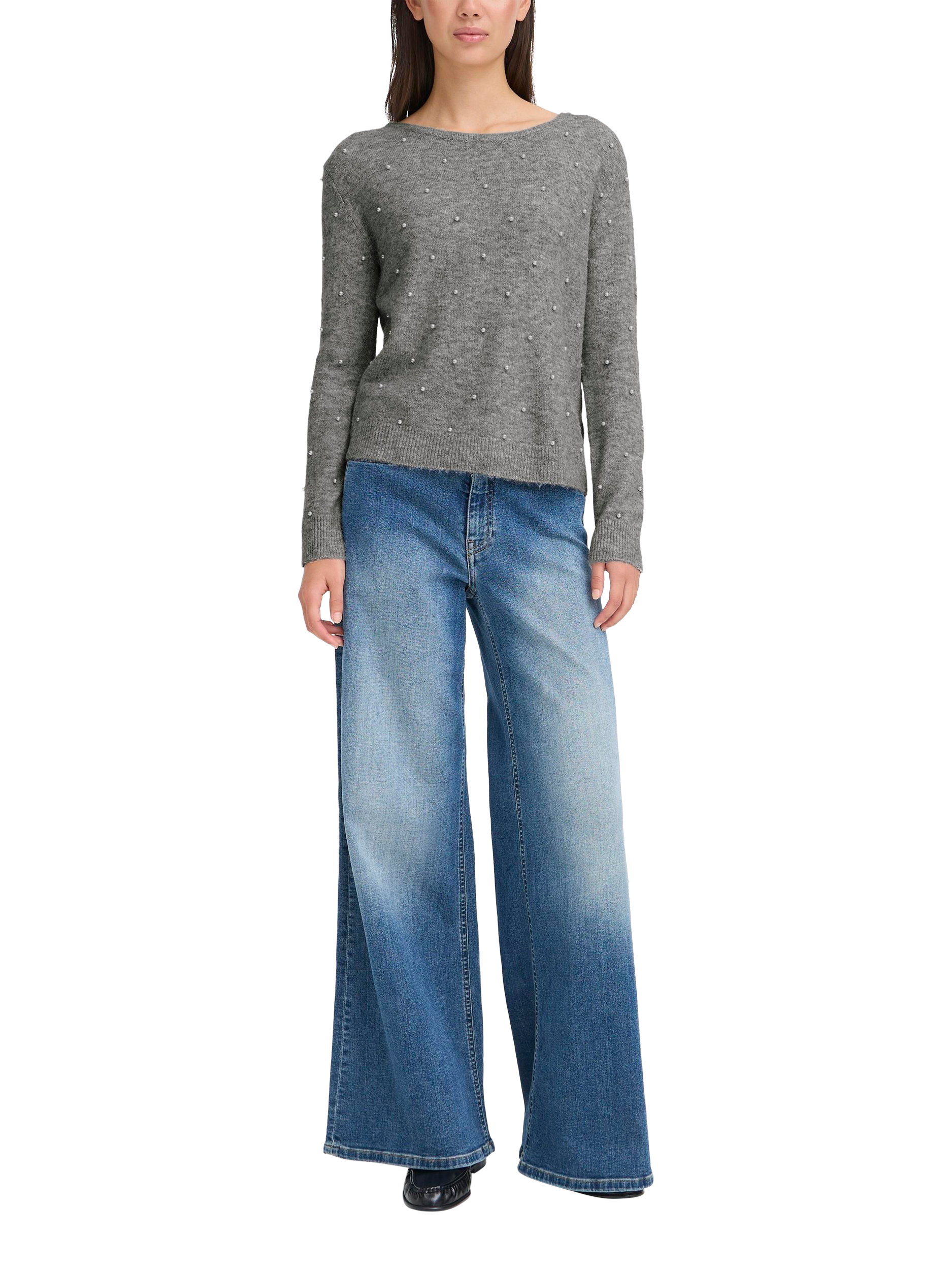 Product image 3 of 7, which shows ICHI Macon Embellished Jumper, Dark Grey, XS