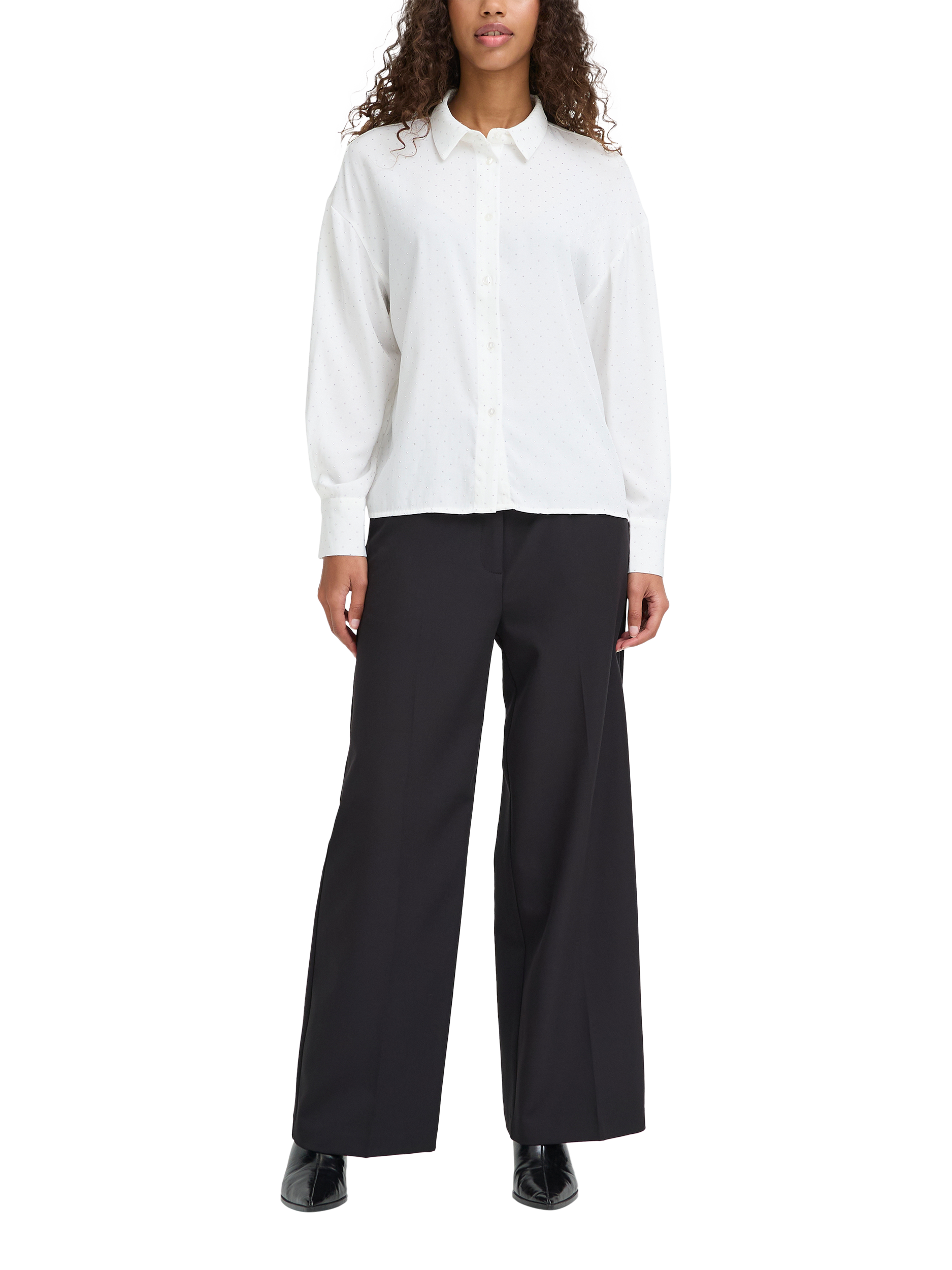 Product image 3 of 7, which shows ICHI Lisanne Embellished Shirt, White, 10