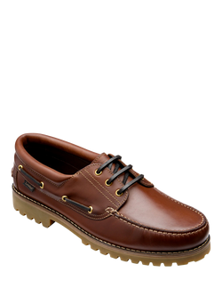 Loake 523 Leather Deck Shoes, Brown - view 2, Brown