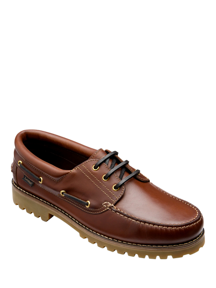 Loake 523 Leather Deck Shoes, Brown - view 2, Brown