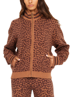 THE UPSIDE Margot Malawi Animal Print Zip Sweatshirt, Brown Multi, Brown Multi