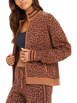 THE UPSIDE Margot Malawi Animal Print Zip Sweatshirt, Brown Multi - view 2, Brown Multi