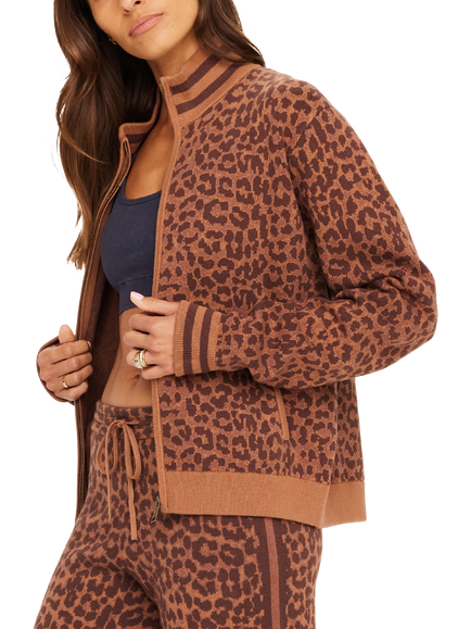 THE UPSIDE Margot Malawi Animal Print Zip Sweatshirt, Brown Multi - view 2, Brown Multi