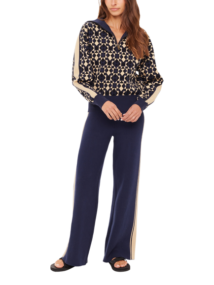 THE UPSIDE Cosmo Kairo Geometric Jumper, Navy/Beige - view 2, Navy/Beige