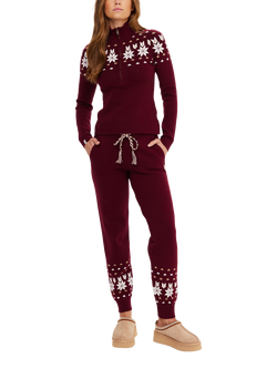 THE UPSIDE Le Ski Half Zip Jumper, Maroon/White - view 2, Maroon/White