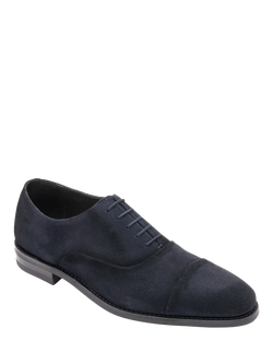 Loake Phoenix Suede Toe Cap Shoes, Navy - view 2, Navy