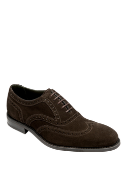 Loake Kerridge Suede Brogues, Dark Brown - view 2, Dark Brown