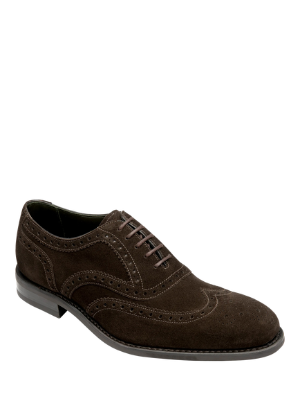 Loake Kerridge Suede Brogues, Dark Brown - view 2, Dark Brown