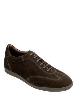 Loake Mayfair Suede Trainer Shoes, Dark Brown - view 2, Dark Brown